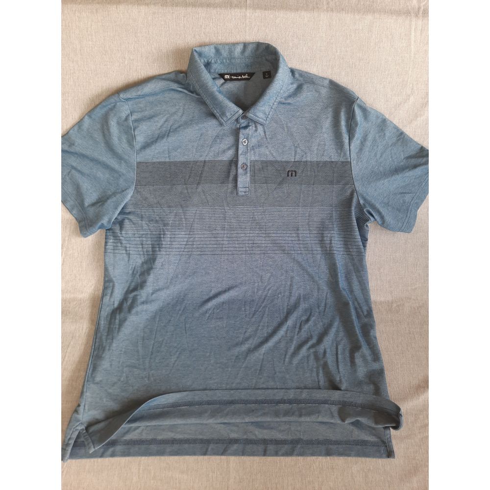 Travis Mathew Men XL Performance Knit Stripe Polo Short Sleeve Pima Cotton Blend